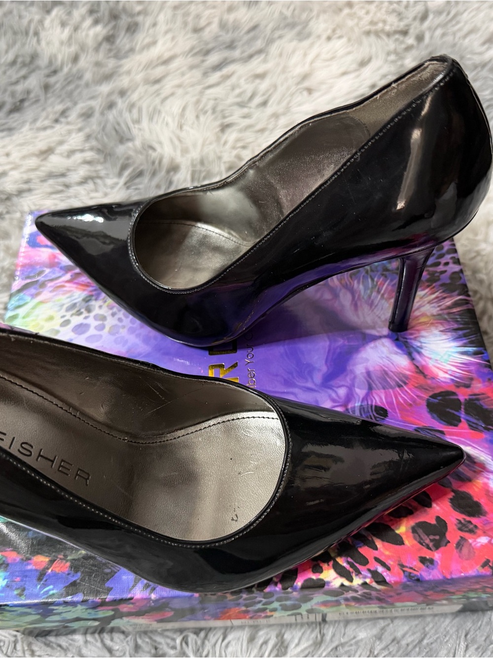 Marc Fisher Black Patent Pointed-Toe Stiletto Heels